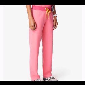 Figs neon pink Livingston scrub pants
